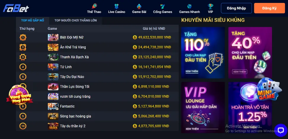 Cấp độ VIP Bạch Kim fabet88